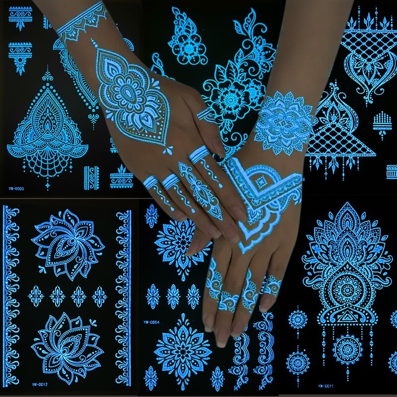 Glowing blue temporary tattoos